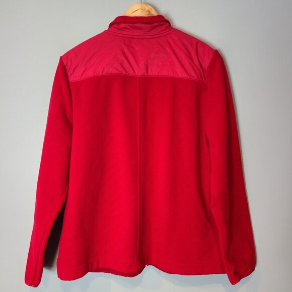 Talbots Jewel Red Quilted Jacket size Large winter holiday coat Christmas Fleece - Picture 6 of 6